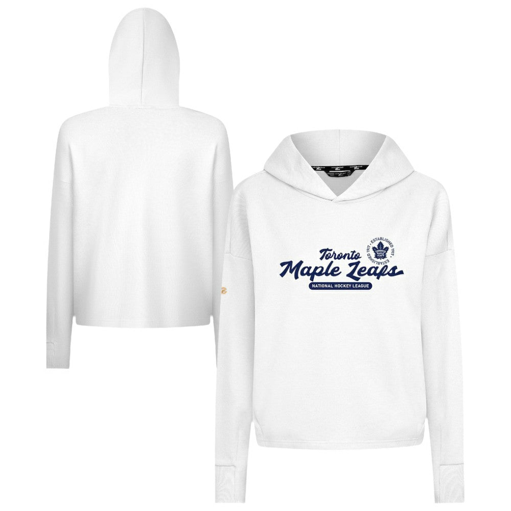 Toronto Maple Leafs Levelwear Women's Sweet Monument Tri-Blend Cropped Pullover Hoodie - White Hoodies