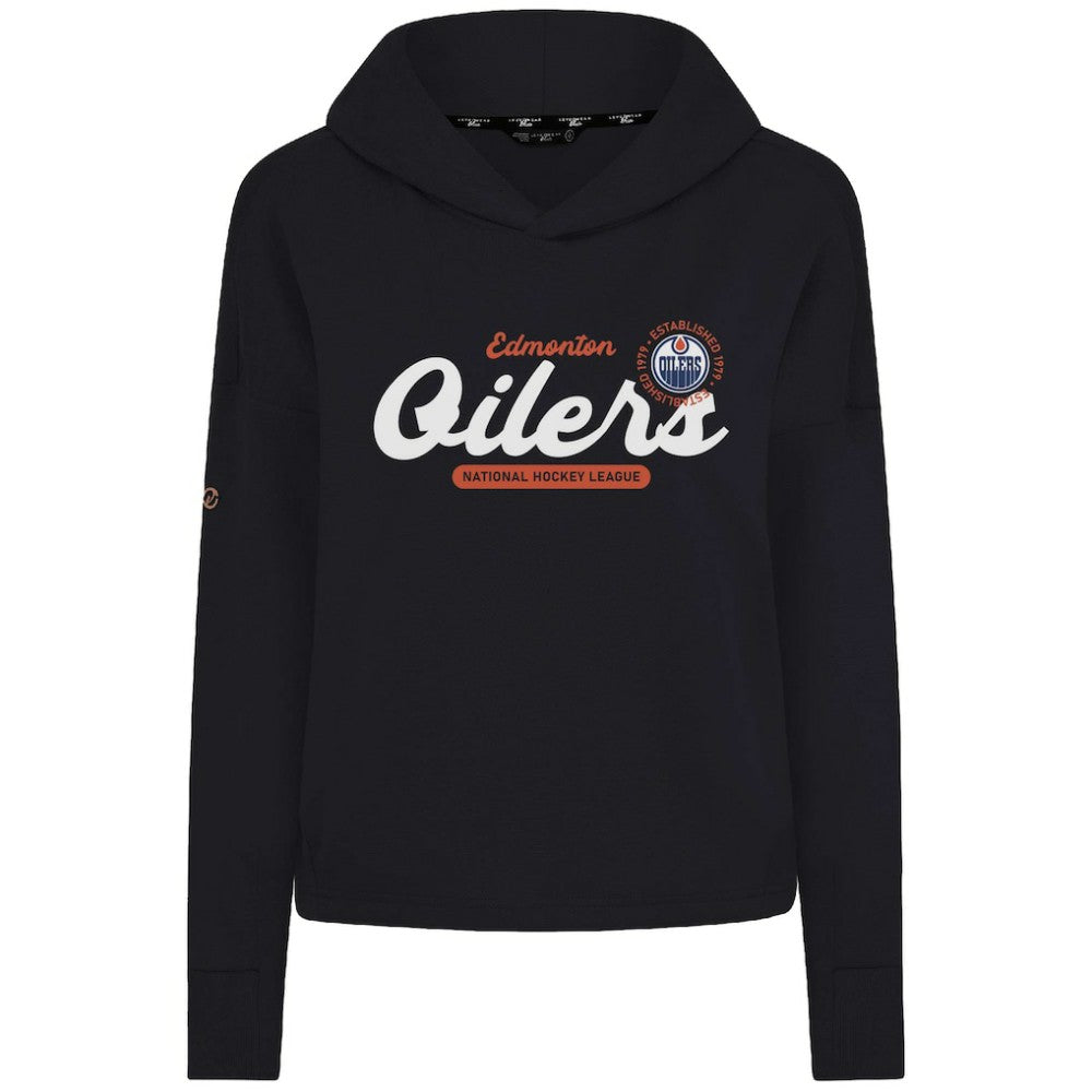 Edmonton Oilers Levelwear Women's Sweet Monument Tri-Blend Cropped Pullover Hoodie - Black Hoodies