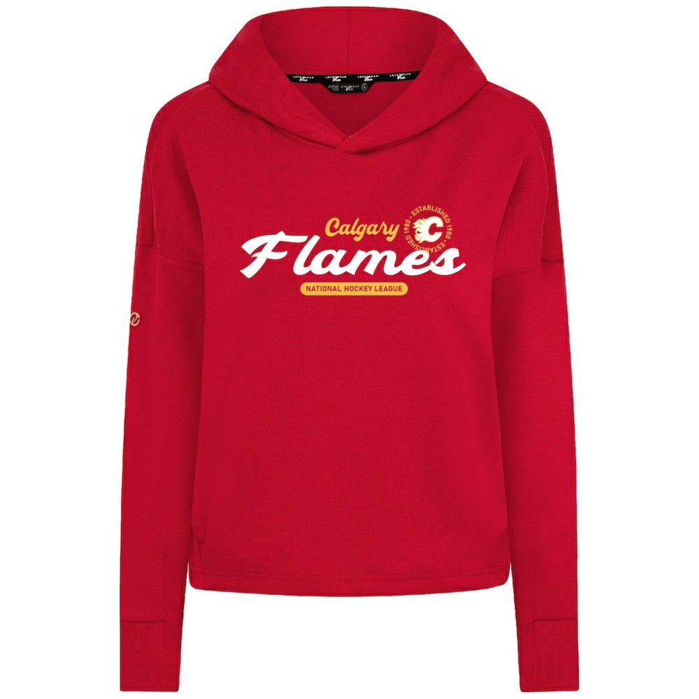 Calgary Flames Levelwear Women's Sweet Monument Tri-Blend Cropped Pullover Hoodie - Red Hoodies