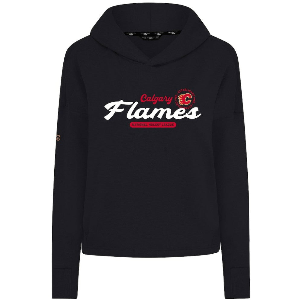 Calgary Flames Levelwear Women's Sweet Monument Tri-Blend Cropped Pullover Hoodie - Black Hoodies