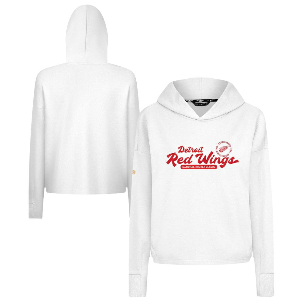 Detroit Red Wings Levelwear Women's Sweet Monument Tri-Blend Cropped Pullover Hoodie - White Hoodies