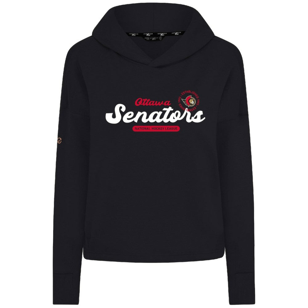 Ottawa Senators Levelwear Women's Sweet Monument Tri-Blend Cropped Pullover Hoodie - Black Hoodies