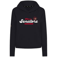 Ottawa Senators Levelwear Women's Sweet Monument Tri-Blend Cropped Pullover Hoodie - Black Hoodies