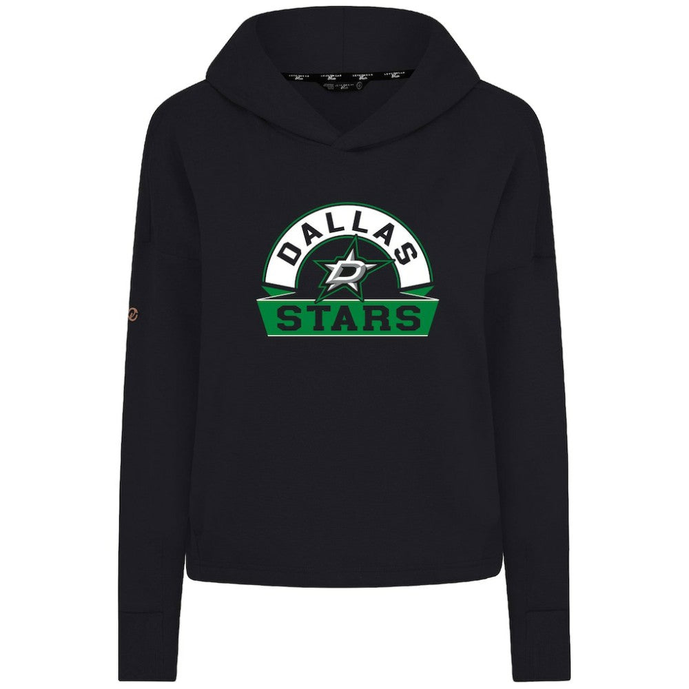 Dallas Stars Levelwear Women's Sweet Banner Arch Tri-Blend Cropped Pullover Hoodie - Black Hoodies