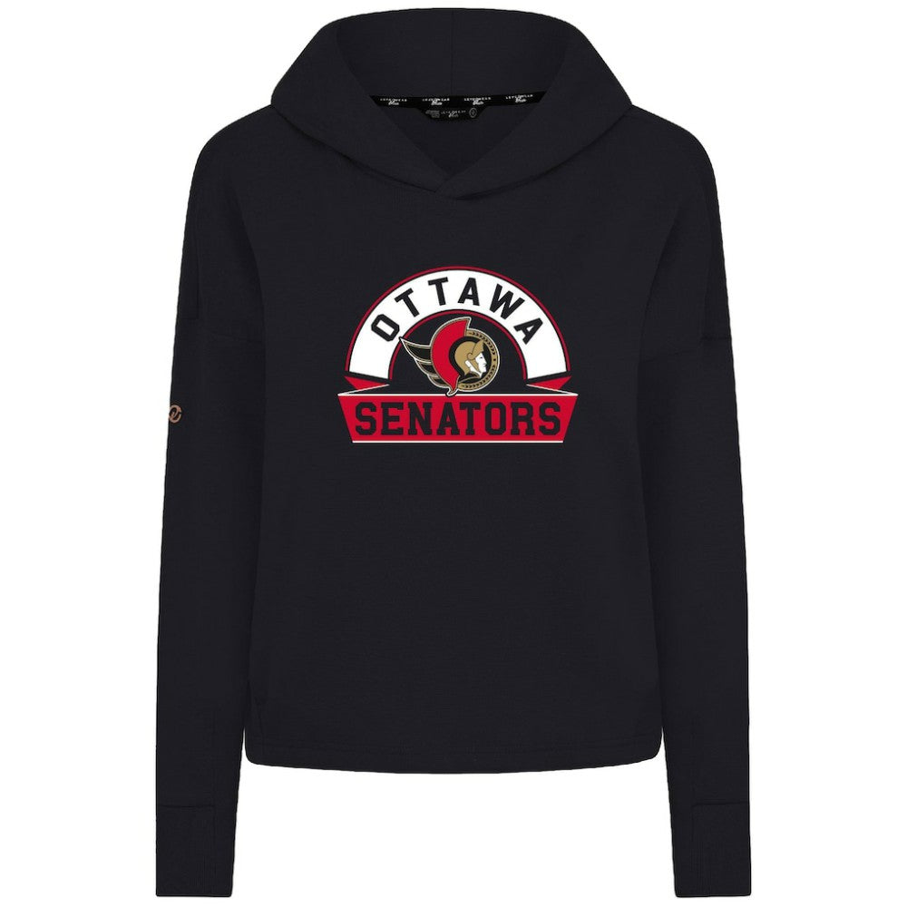 Ottawa Senators Levelwear Women's Sweet Banner Arch Tri-Blend Cropped Pullover Hoodie - Black Hoodies