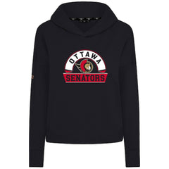 Ottawa Senators Levelwear Women's Sweet Banner Arch Tri-Blend Cropped Pullover Hoodie - Black Hoodies