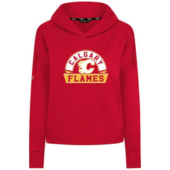 Calgary Flames Levelwear Women's Sweet Banner Arch Tri-Blend Cropped Pullover Hoodie - Red Hoodies