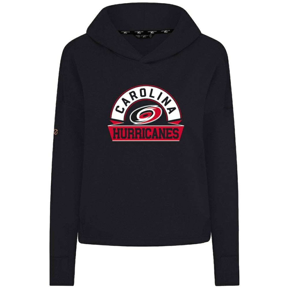 Carolina Hurricanes Levelwear Women's Sweet Banner Arch Tri-Blend Cropped Pullover Hoodie - Black Hoodies