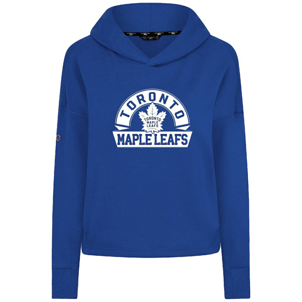 Toronto Maple Leafs Levelwear Women's Sweet Banner Arch Tri-Blend Cropped Pullover Hoodie - Royal Hoodies