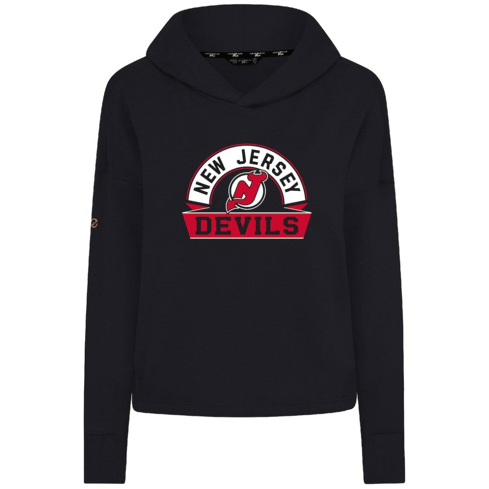 New Jersey Devils Levelwear Women's Sweet Banner Arch Tri-Blend Cropped Pullover Hoodie - Black Jerseys