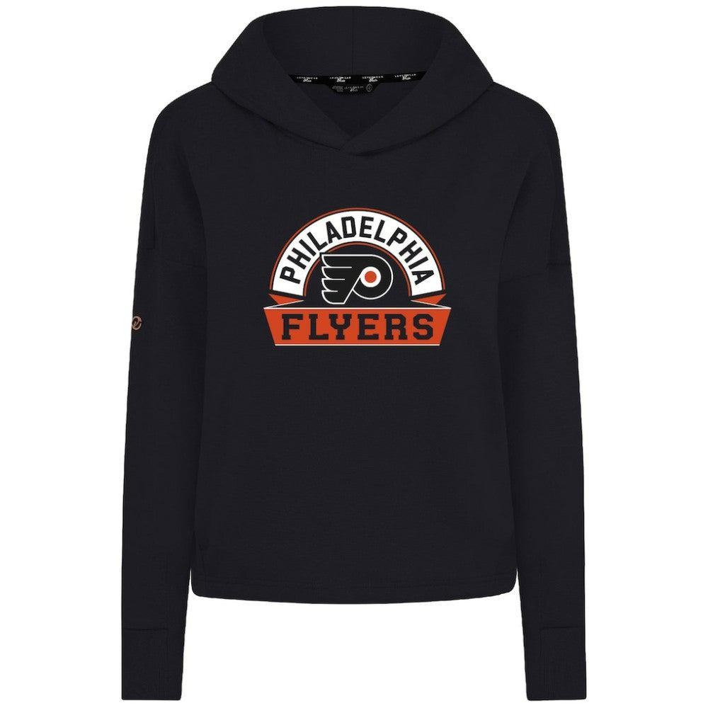 Philadelphia Flyers Levelwear Women's Sweet Banner Arch Tri-Blend Cropped Pullover Hoodie - Black Hoodies