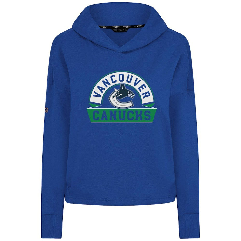 Vancouver Canucks Levelwear Women's Sweet Banner Arch Tri-Blend Cropped Pullover Hoodie - Royal Hoodies