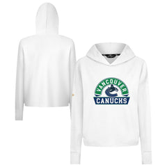 Vancouver Canucks Levelwear Women's Sweet Banner Arch Tri-Blend Cropped Pullover Hoodie - White Hoodies