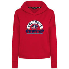 Columbus Blue Jackets Levelwear Women's Sweet Banner Arch Tri-Blend Cropped Pullover Hoodie - Red Hoodies