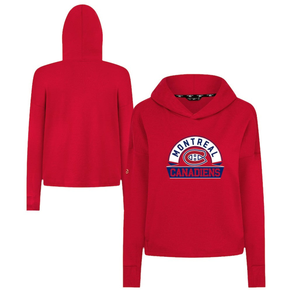 Montreal Canadiens Levelwear Women's Sweet Banner Arch Tri-Blend Cropped Pullover Hoodie - Red Hoodies
