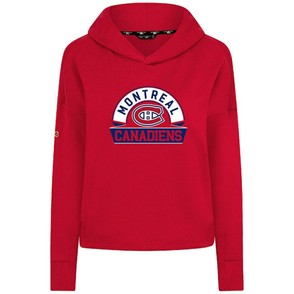 Montreal Canadiens Levelwear Women's Sweet Banner Arch Tri-Blend Cropped Pullover Hoodie - Red Hoodies