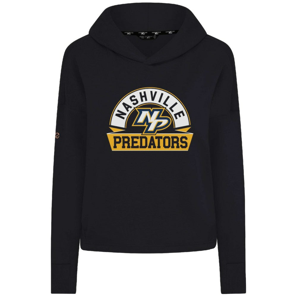 Nashville Predators Levelwear Women's Sweet Banner Arch Tri-Blend Cropped Pullover Hoodie - Black Hoodies