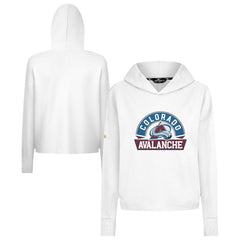 Colorado Avalanche Levelwear Women's Sweet Banner Arch Tri-Blend Cropped Pullover Hoodie - White Hoodies