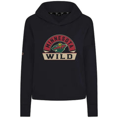 Minnesota Wild Levelwear Women's Sweet Banner Arch Tri-Blend Cropped Pullover Hoodie - Black Hoodies