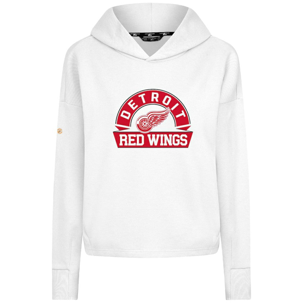 Detroit Red Wings Levelwear Women's Sweet Banner Arch Tri-Blend Cropped Pullover Hoodie - White Hoodies