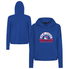New York Rangers Levelwear Women's Sweet Banner Arch Tri-Blend Cropped Pullover Hoodie - Royal Hoodies