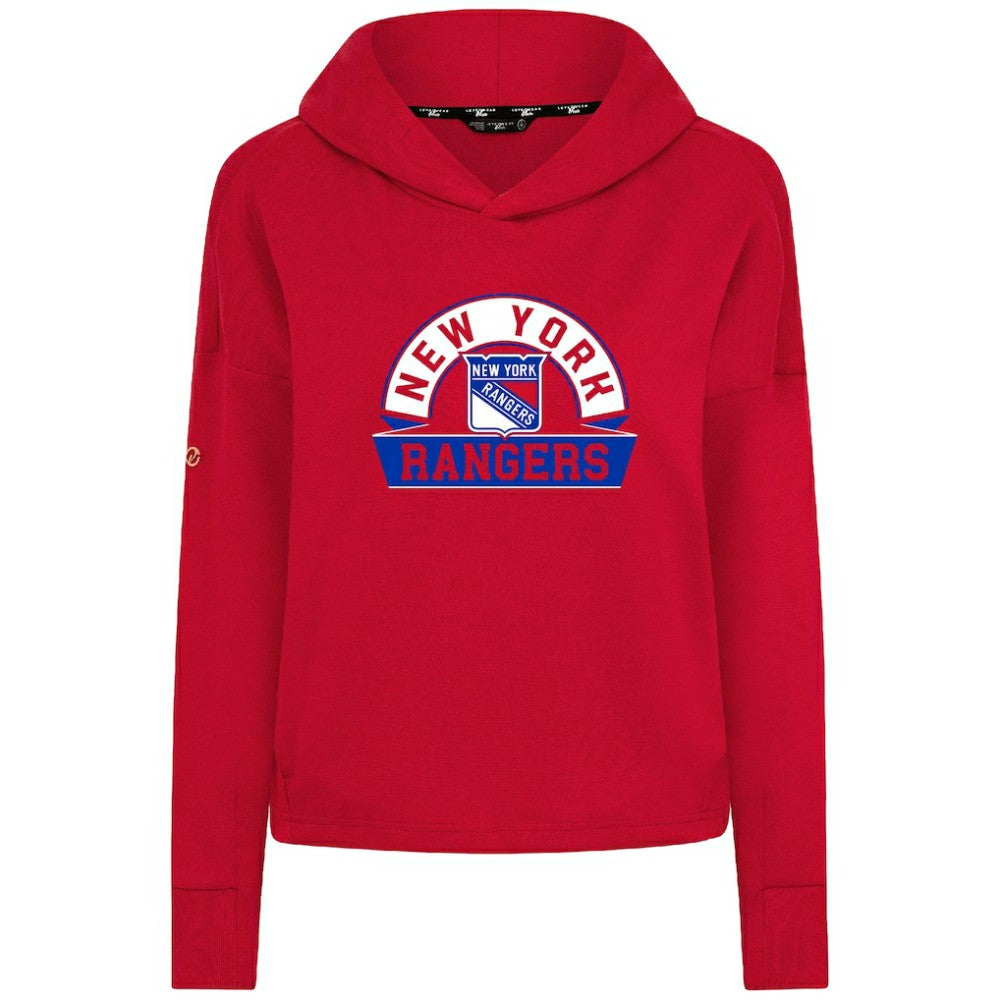 New York Rangers Levelwear Women's Sweet Banner Arch Tri-Blend Cropped Pullover Hoodie - Red Hoodies