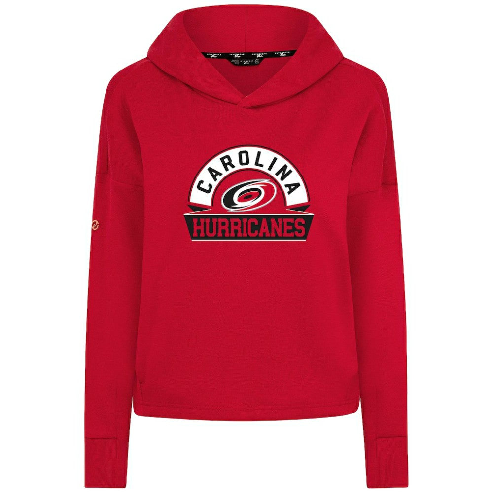 Carolina Hurricanes Levelwear Women's Sweet Banner Arch Tri-Blend Cropped Pullover Hoodie - Red Hoodies