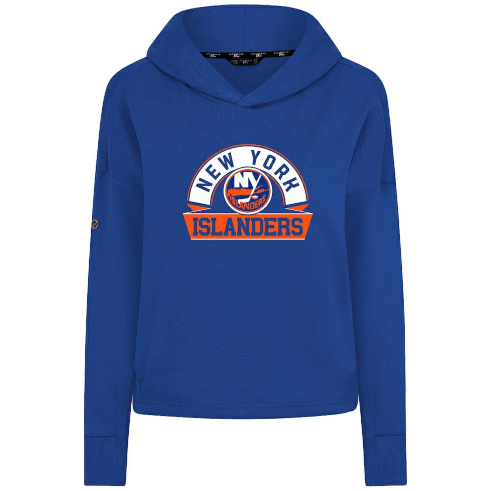 New York Islanders Levelwear Women's Sweet Banner Arch Tri-Blend Cropped Pullover Hoodie - Royal Hoodies