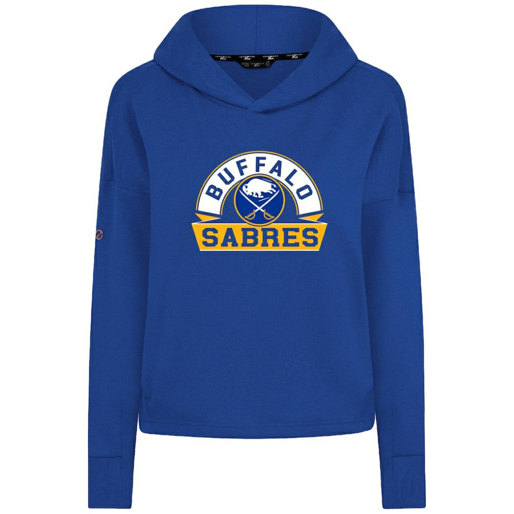 Buffalo Sabres Levelwear Women's Sweet Banner Arch Tri-Blend Cropped Pullover Hoodie - Royal Hoodies