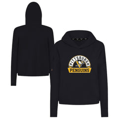 Pittsburgh Penguins Levelwear Women's Sweet Banner Arch Tri-Blend Cropped Pullover Hoodie - Black Hoodies
