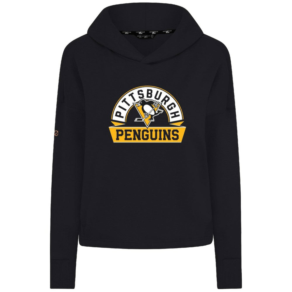 Pittsburgh Penguins Levelwear Women's Sweet Banner Arch Tri-Blend Cropped Pullover Hoodie - Black Hoodies