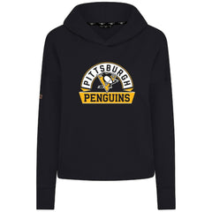 Pittsburgh Penguins Levelwear Women's Sweet Banner Arch Tri-Blend Cropped Pullover Hoodie - Black Hoodies
