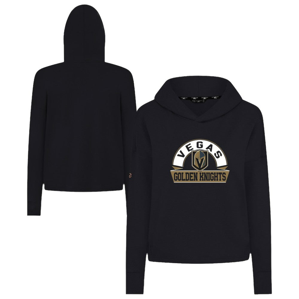 Vegas Golden Knights Levelwear Women's Sweet Banner Arch Tri-Blend Cropped Pullover Hoodie - Black Hoodies