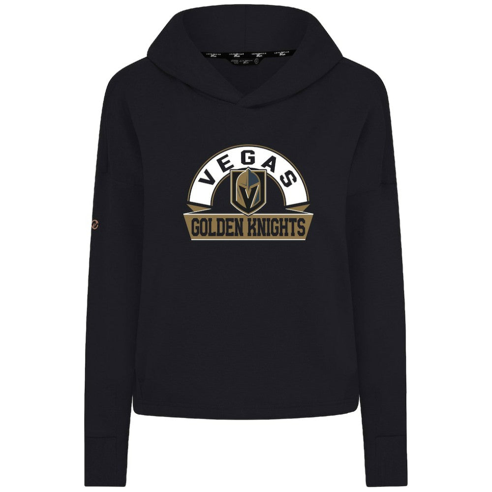 Vegas Golden Knights Levelwear Women's Sweet Banner Arch Tri-Blend Cropped Pullover Hoodie - Black Hoodies