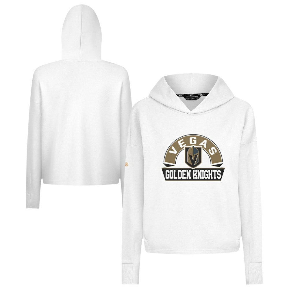 Vegas Golden Knights Levelwear Women's Sweet Banner Arch Tri-Blend Cropped Pullover Hoodie - White Hoodies