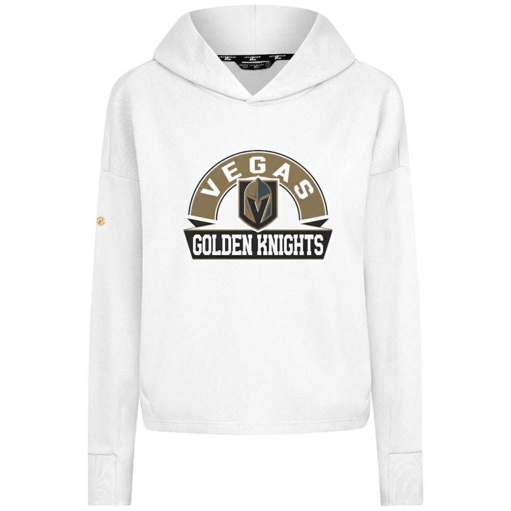Vegas Golden Knights Levelwear Women's Sweet Banner Arch Tri-Blend Cropped Pullover Hoodie - White Hoodies
