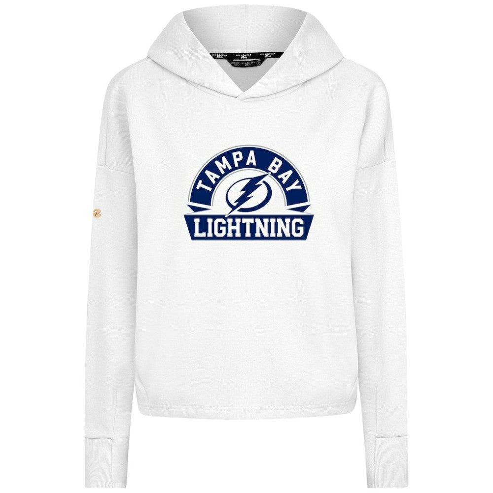 Tampa Bay Lightning Levelwear Women's Sweet Banner Arch Tri-Blend Cropped Pullover Hoodie - White Hoodies