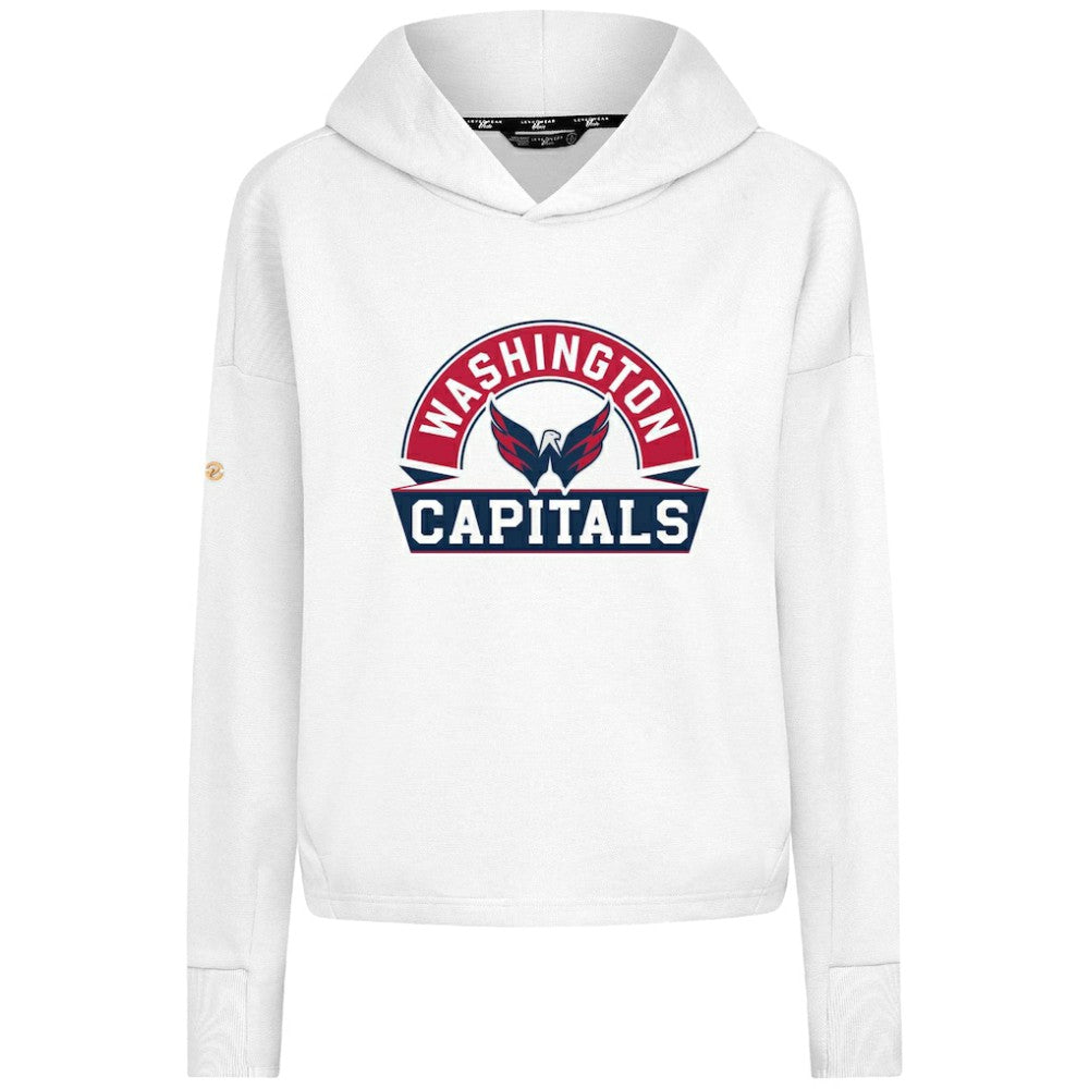 Washington Capitals Levelwear Women's Sweet Banner Arch Tri-Blend Cropped Pullover Hoodie - White Hoodies