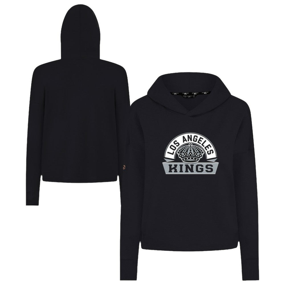 Los Angeles Kings Levelwear Women's Sweet Banner Arch Tri-Blend Cropped Pullover Hoodie - Black Hoodies
