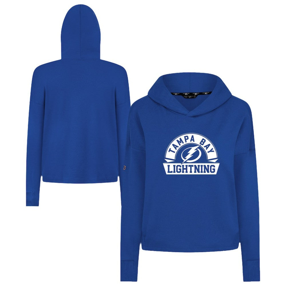 Tampa Bay Lightning Levelwear Women's Sweet Banner Arch Tri-Blend Cropped Pullover Hoodie - Royal Hoodies
