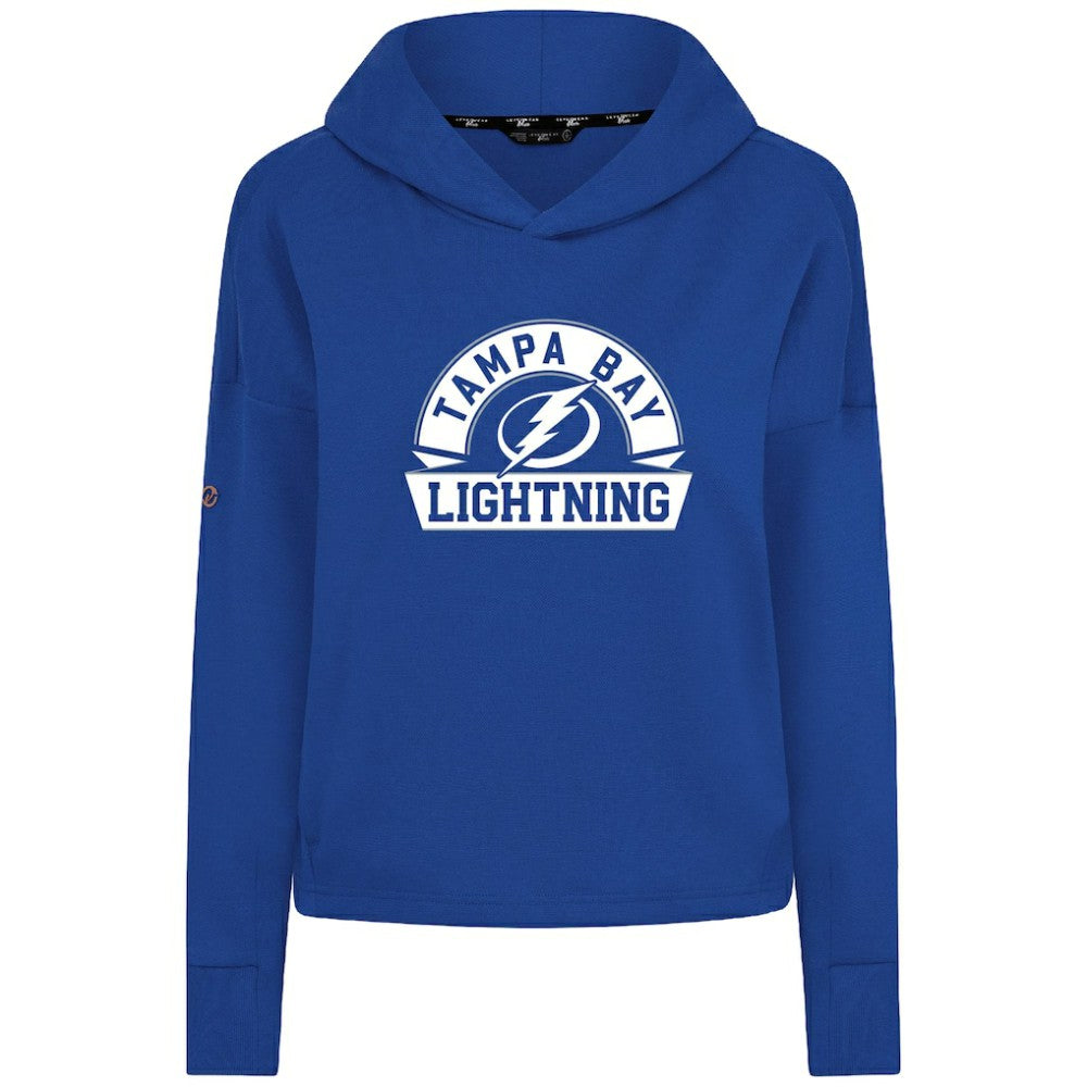 Tampa Bay Lightning Levelwear Women's Sweet Banner Arch Tri-Blend Cropped Pullover Hoodie - Royal Hoodies