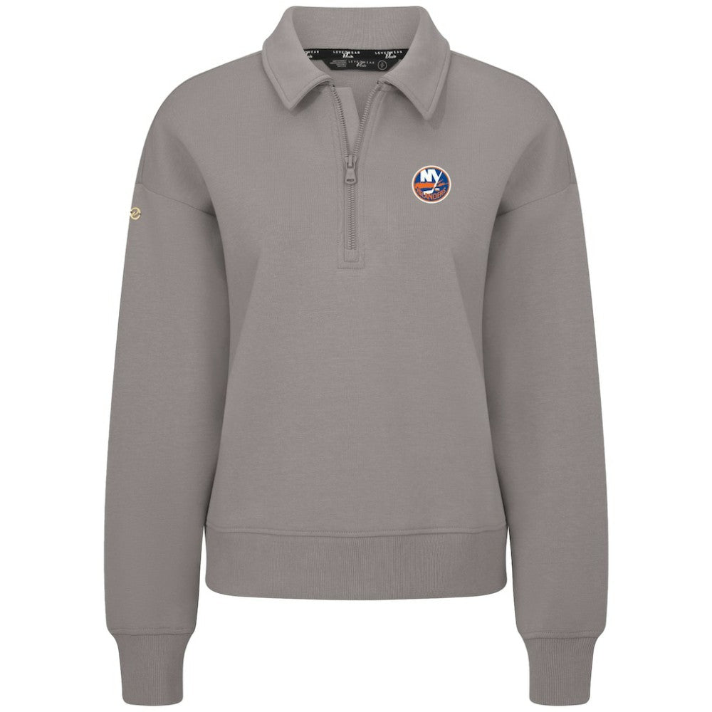 New York Islanders Levelwear Women's Canmore Quarter-Zip Pullover - Gray Pullover
