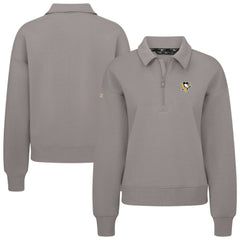 Pittsburgh Penguins Levelwear Women's Canmore Quarter-Zip Pullover - Gray Pullover