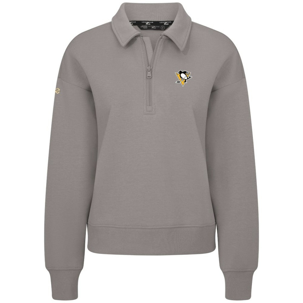Pittsburgh Penguins Levelwear Women's Canmore Quarter-Zip Pullover - Gray Pullover