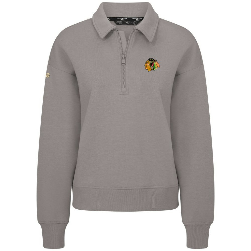 Chicago Blackhawks Levelwear Women's Canmore Quarter-Zip Pullover - Gray Pullover