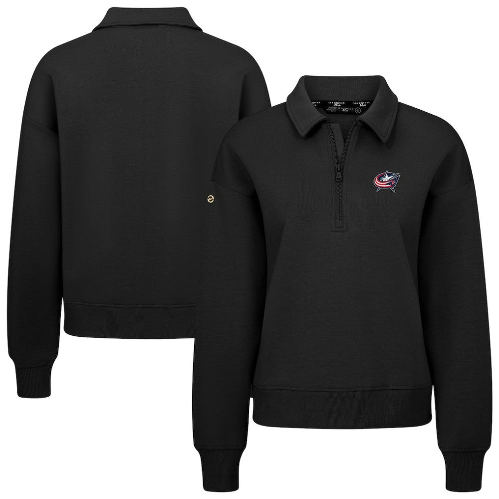 Columbus Blue Jackets Levelwear Women's Canmore Quarter-Zip Pullover - Black Pullover