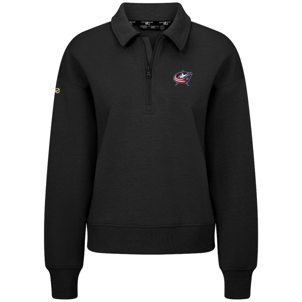 Columbus Blue Jackets Levelwear Women's Canmore Quarter-Zip Pullover - Black Pullover