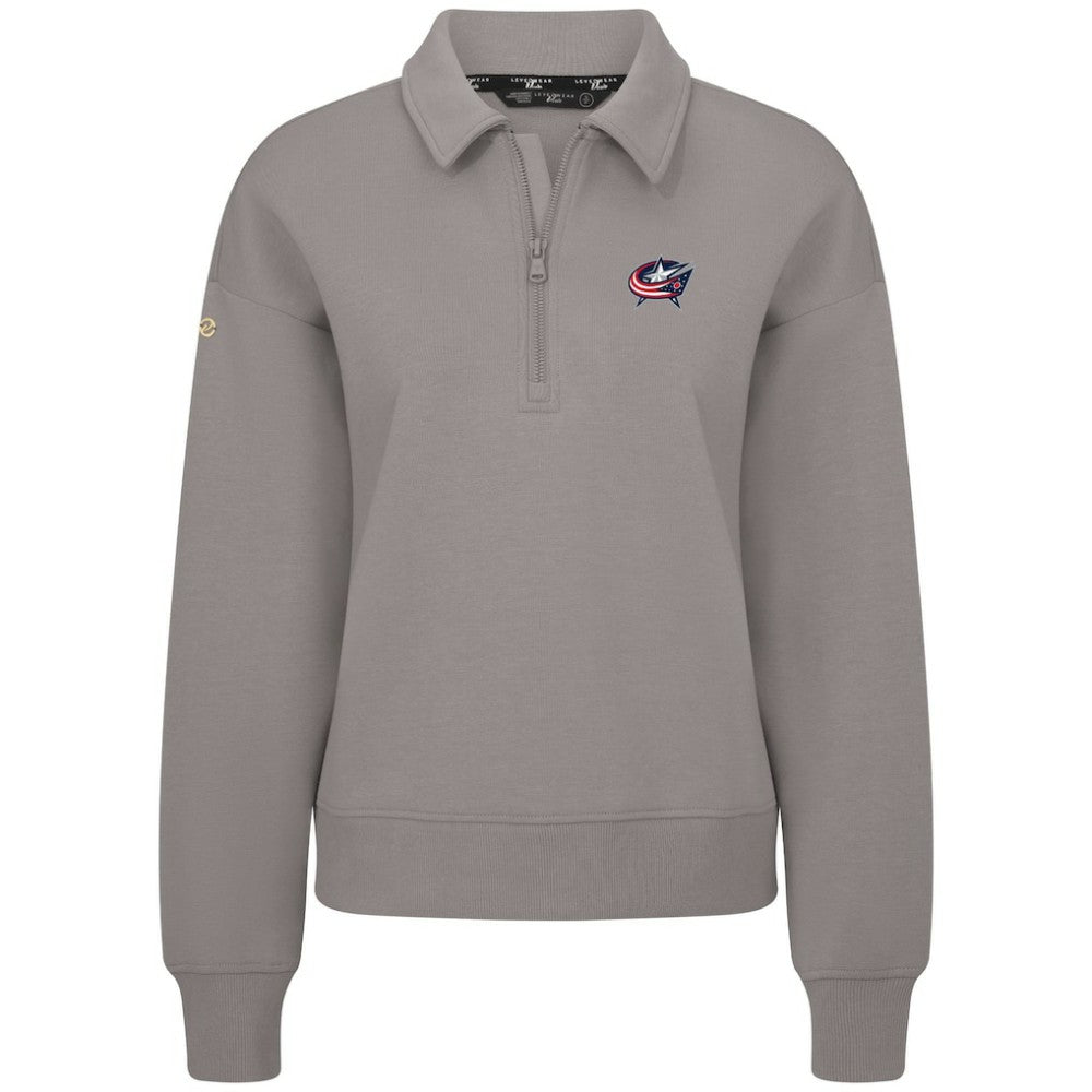 Columbus Blue Jackets Levelwear Women's Canmore Quarter-Zip Pullover - Gray Pullover