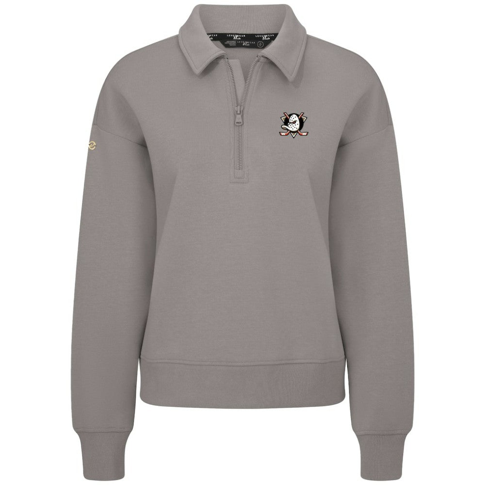 Anaheim Ducks Levelwear Women's Canmore Quarter-Zip Pullover - Gray Pullover
