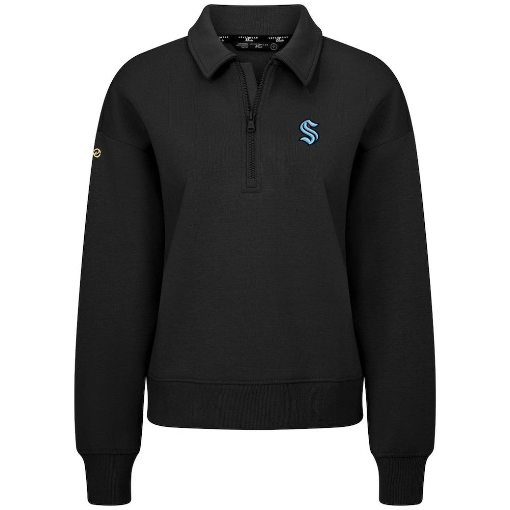 Seattle Kraken Levelwear Women's Canmore Quarter-Zip Pullover - Black Pullover